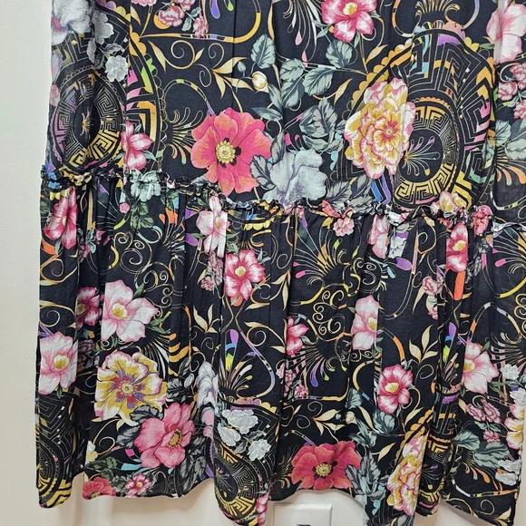Johnny Was Naomi Peace Ruffle Tier Foral Black Dress Size Small - Picture 7 of 16